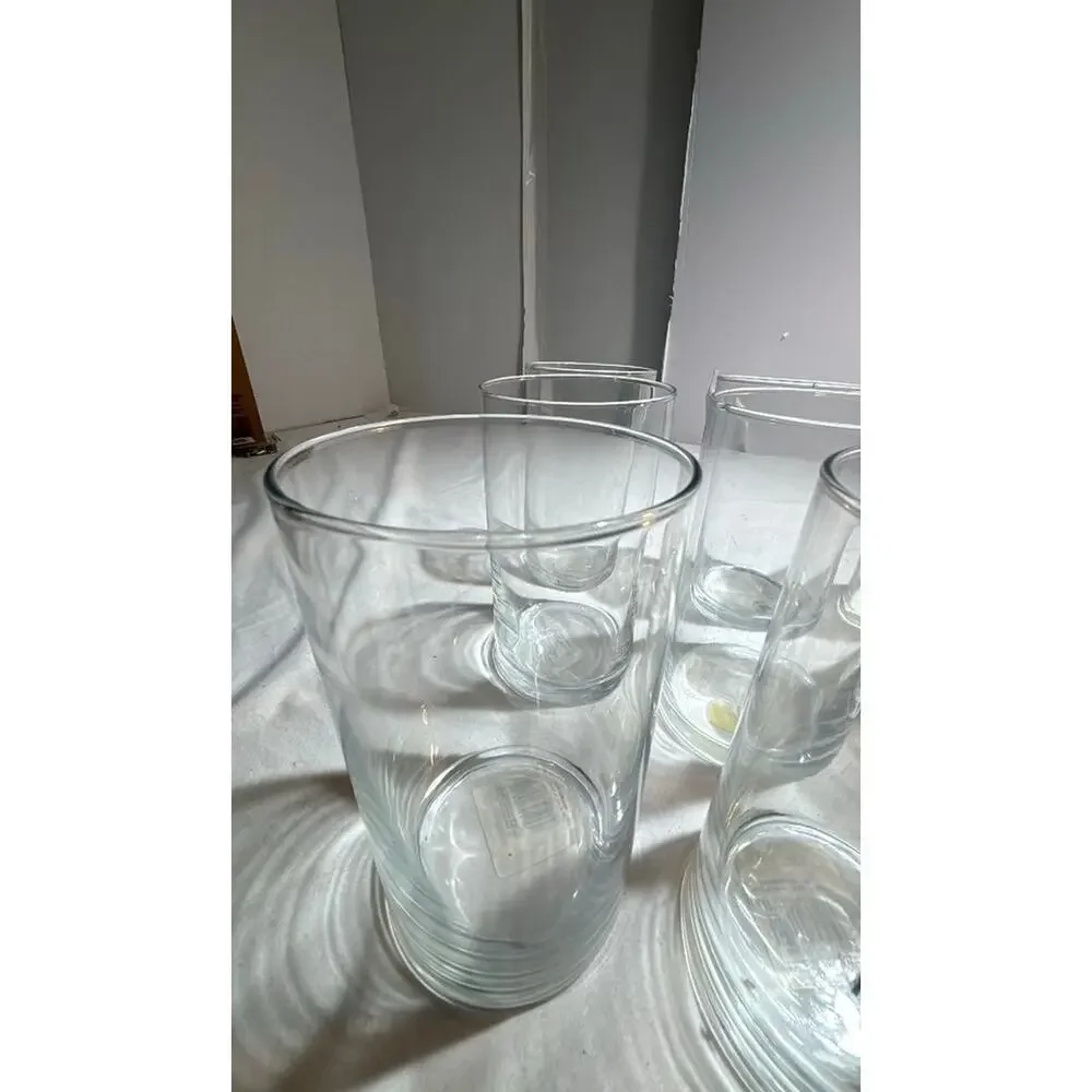 Set of 9 Clear Glass Vases